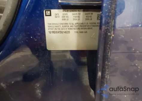 2013 Chevrolet Volt из США, поврежденный, VIN 1G1RG6E47DU146226